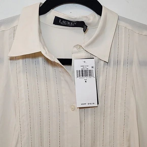 Lauren Ralp Lauren Black Label Shirtdress Elegant Winter Cream Midi Dress SZ 4 - Picture 6 of 16